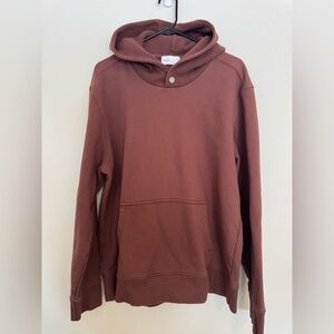 NEW BLDWN Men’s/Unisex Brown Hoodie with textured hood and snap button, XXL